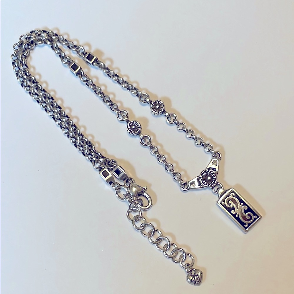 Brighton Fortina Black with Brown ombré Silver Necklace